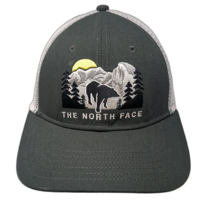 The North Face Trucker Hat Gray White One Size Bear Mountain Snapback Mesh Back