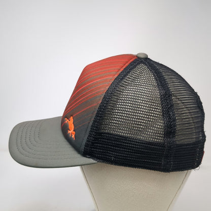 Oakley Trucker Hat Gray Red Black One Size Frog Logo Mesh Snapback Stripes Hat