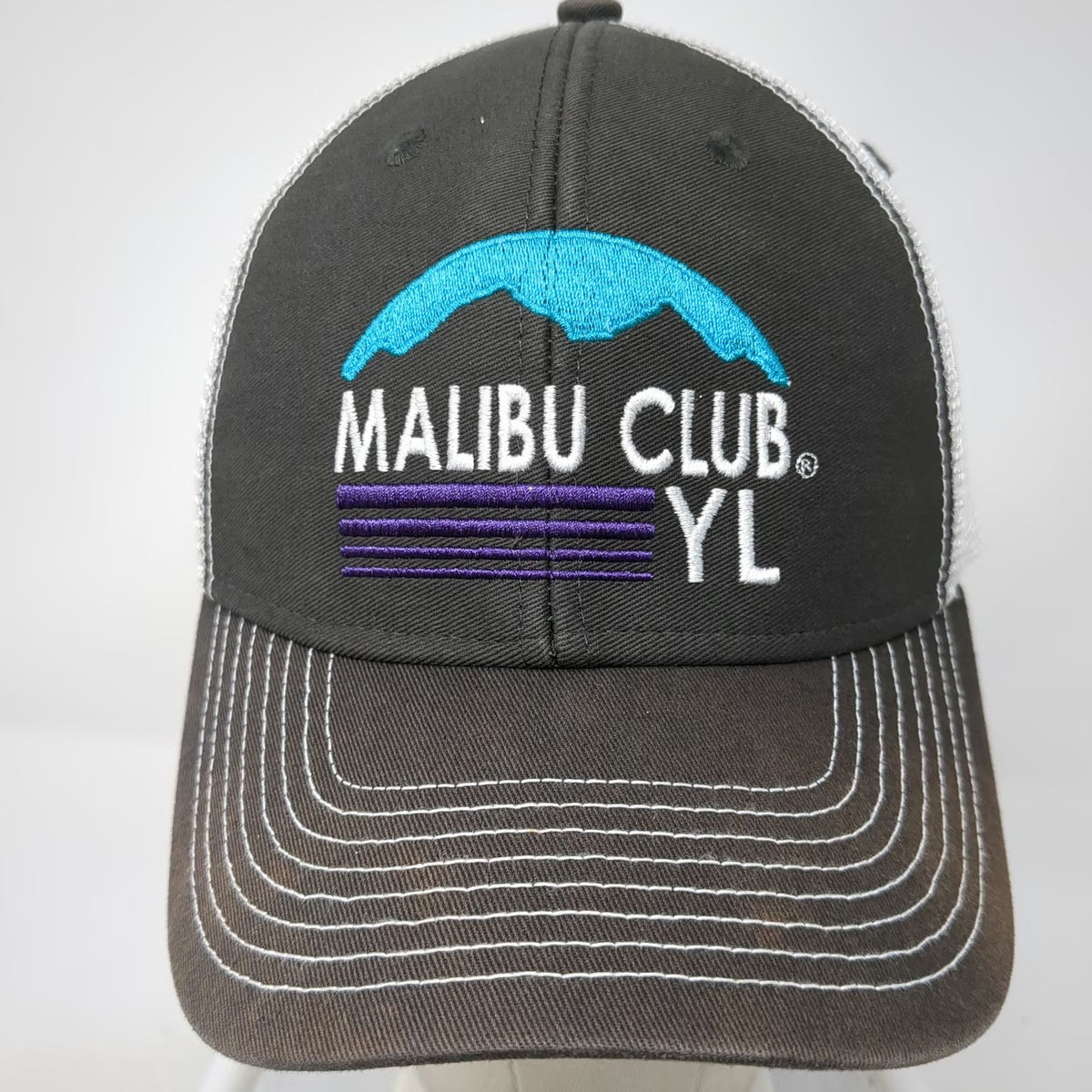 Ouray Trucker Hat Gray One Size Young Life Malibu Club Mountain Snapback Mesh