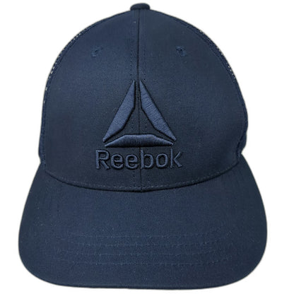 Reebok Trucker Hat Blue One Size Mesh Back Snapback Delta Logo Polyester Crown
