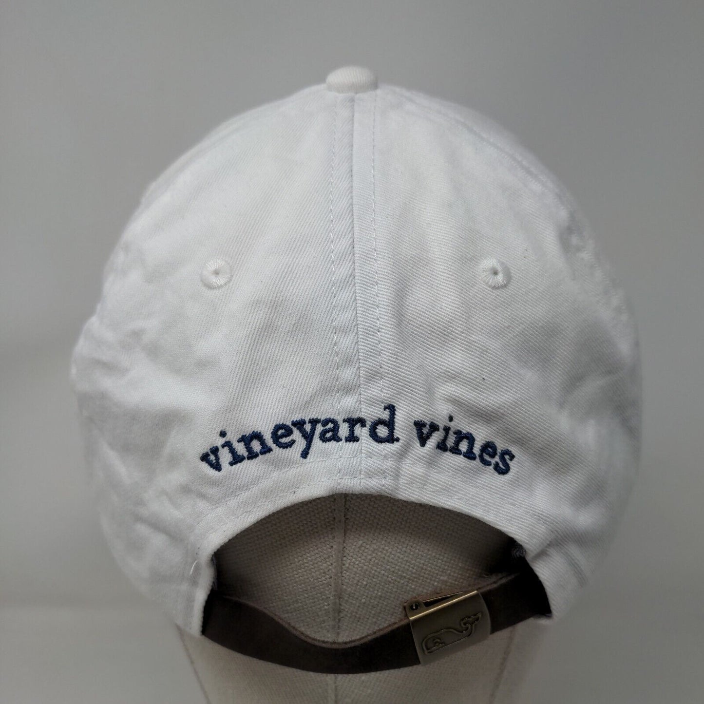 Vineyard Vines Whale Logo Slideback Hat White One Size Leather Strap