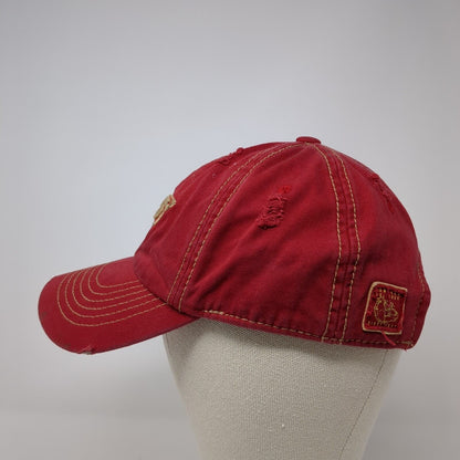 ZAGS Slideback Hat Red OS Adjustable Embroidered Distressed Top of The World