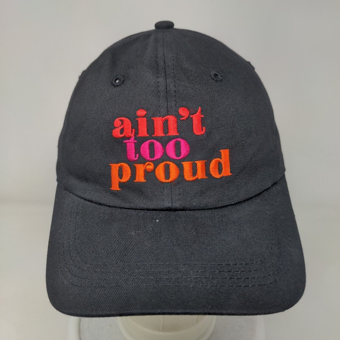 Ain't Too Proud Slideback Hat Black One Size Adjustable Embroidered