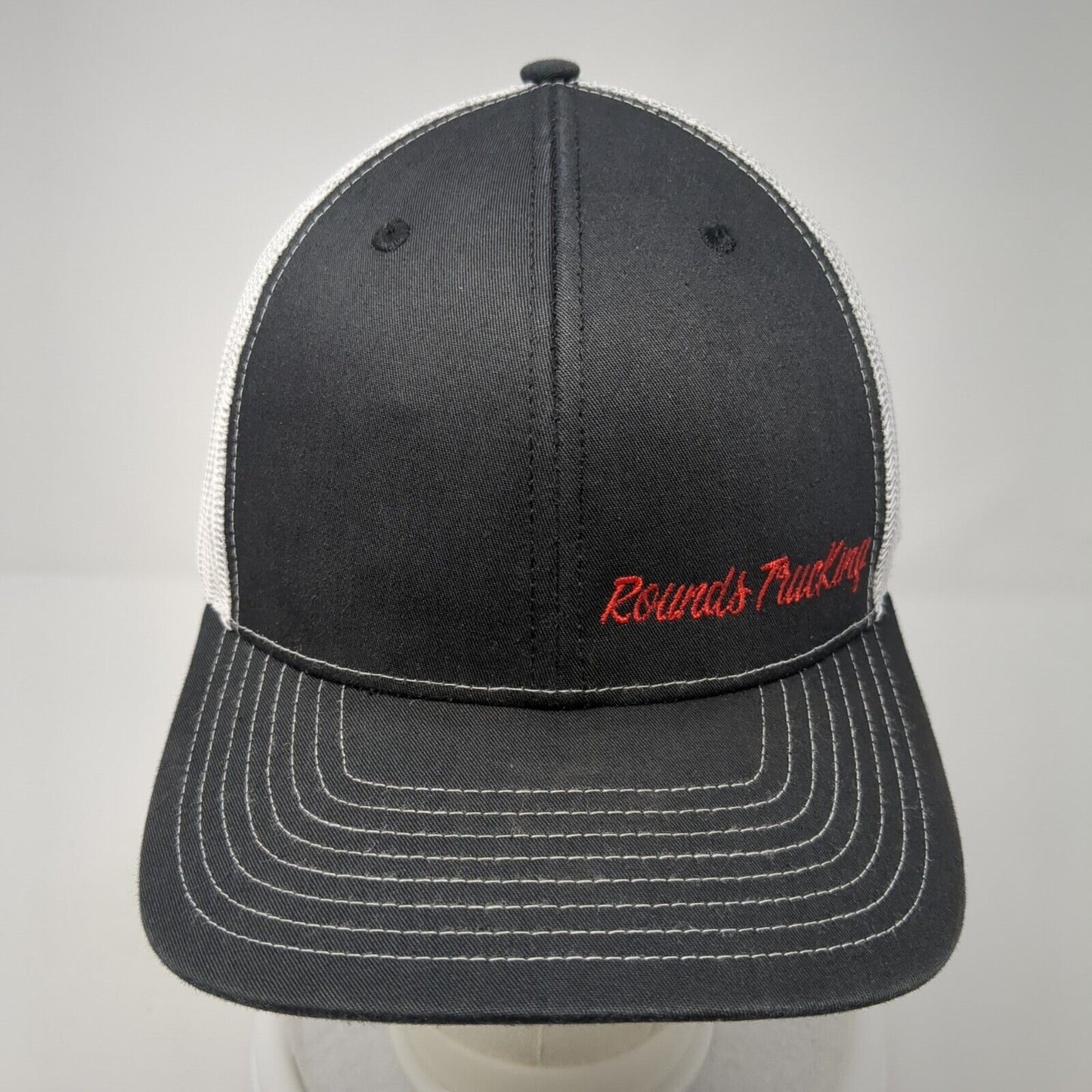 Rounds Trucking Snapback Mesh Back Trucker Hat Black One Size 6 Panel
