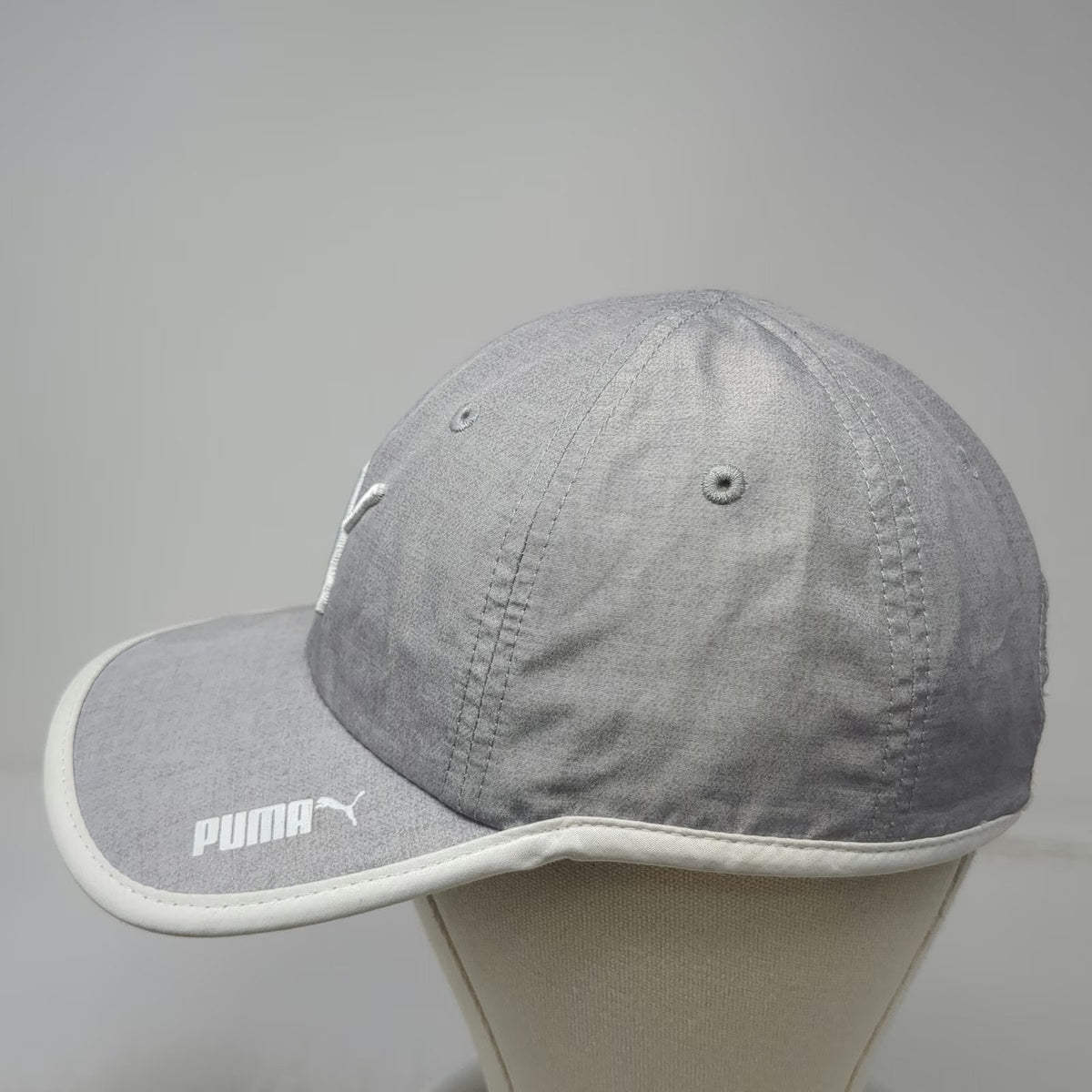 Puma Baseball Cap Gray One Size Strapback Logo Performance Piping Polyester Hat