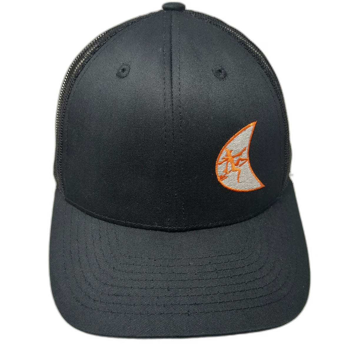 Lindo Trucker Hat Black One Size Embroidered Orange Gecko Moon Mesh Snapback