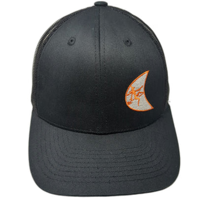 Lindo Trucker Hat Black One Size Embroidered Orange Gecko Moon Mesh Snapback