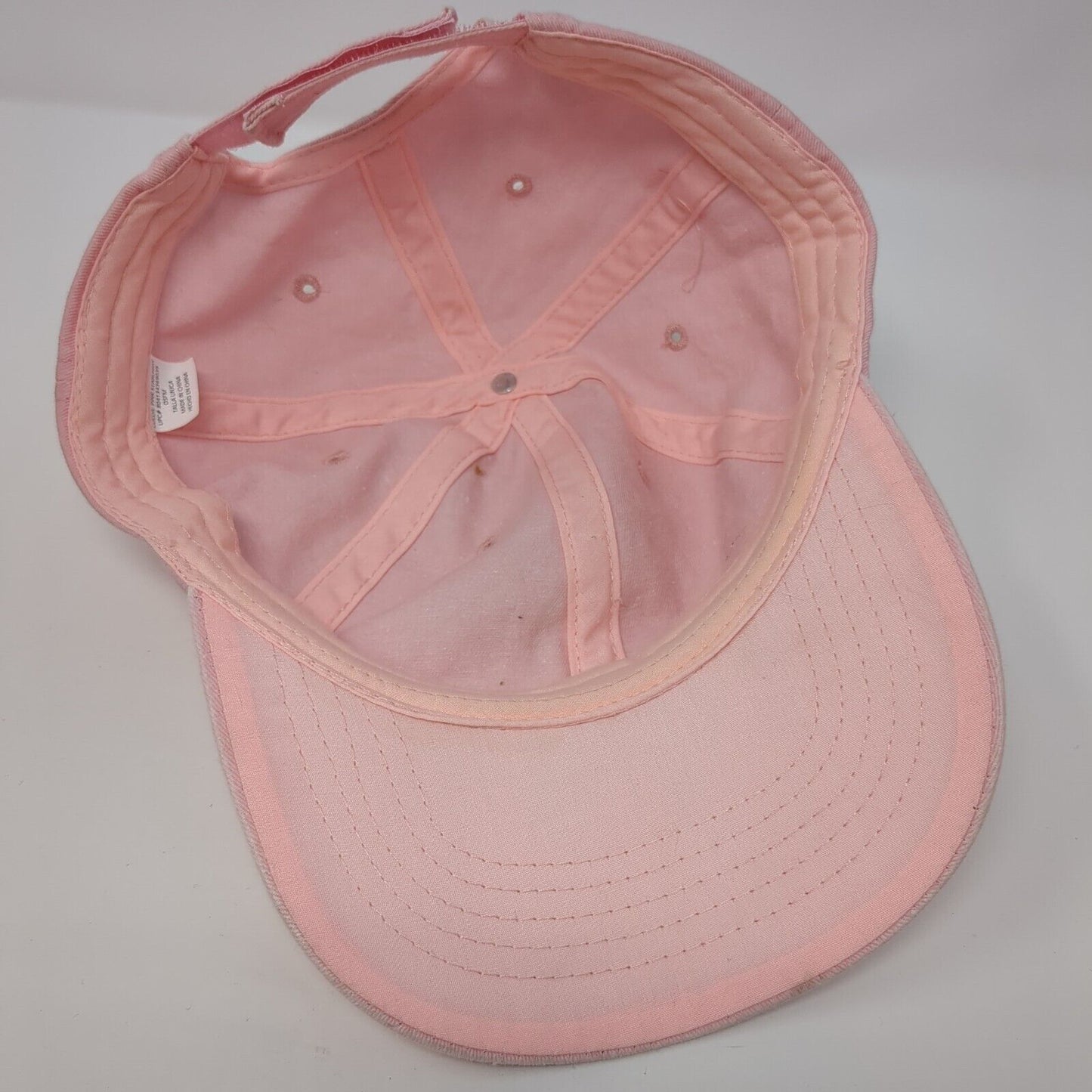 Unbranded Strapback Hat Pink One Size Adjustable Vented Holes 6 Panel Blank