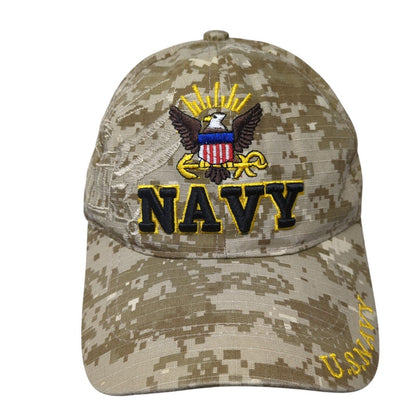 US Navy Eagle Strapback Hat Digital Camo One Size Adjustable Cursedi