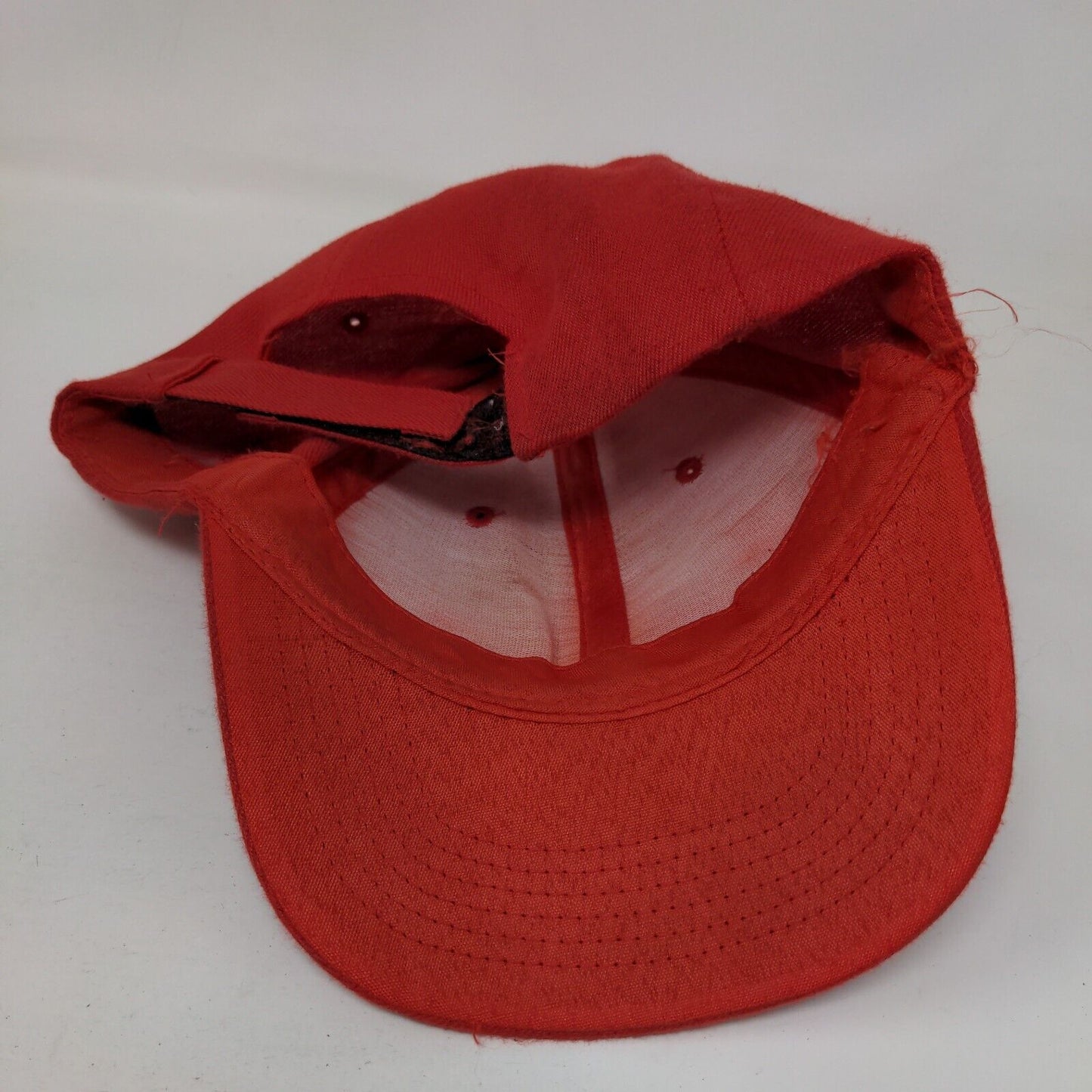 Unbranded Strapback Hat Red One Size Adjustable Vented Holes 6 Panel Blank