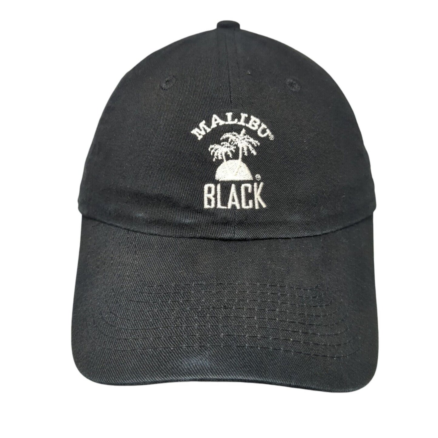 Malibu Black Strapback Hat Black One Size Adjustable Embroidered KC