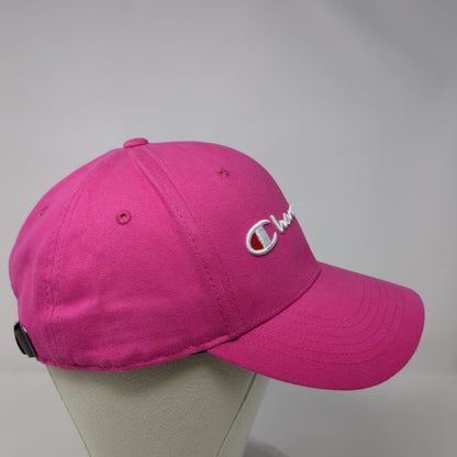 Champion Slideback Hat Pink One Size Embroidered Leather Strap 6 Panel