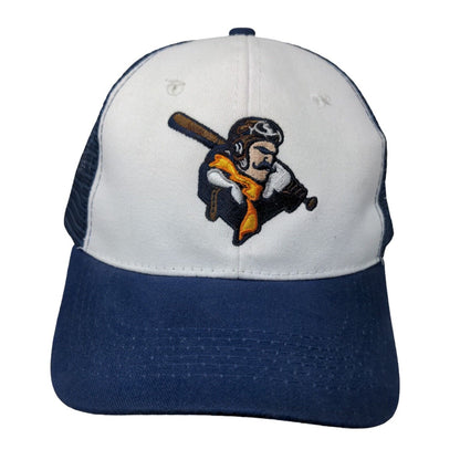 Unbranded Men's Snapback Mesh Back Hat Blue White Embroidered Pilot Logo