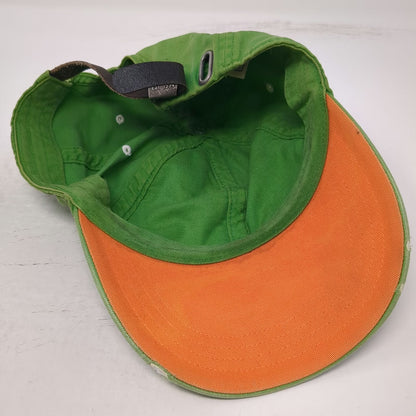 Old Navy Baseball Cap Green One Size Strapback Orange Under Brim Cotton Hat