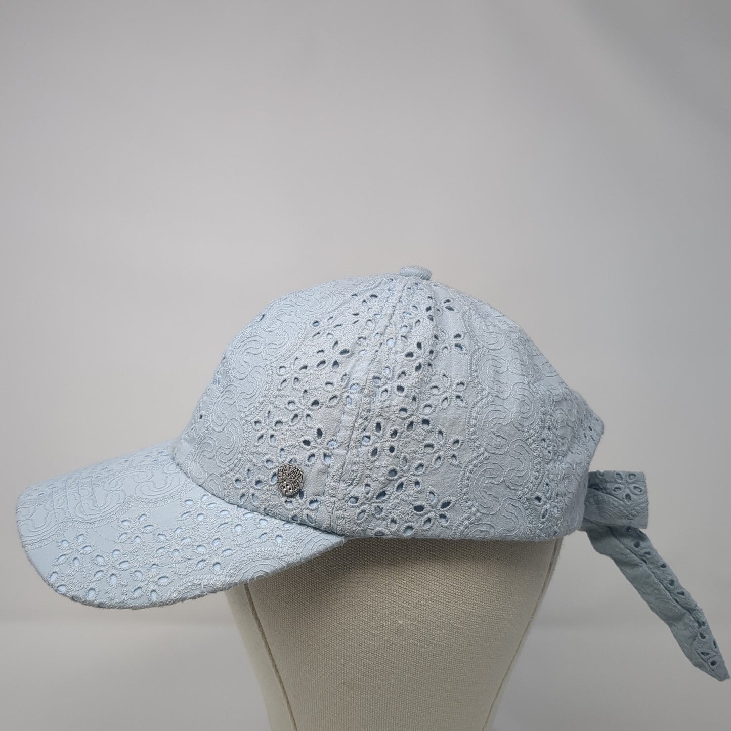 Unbranded Baseball Cap Blue One Size Adjustable Self Tie Bow Eyelet Blank