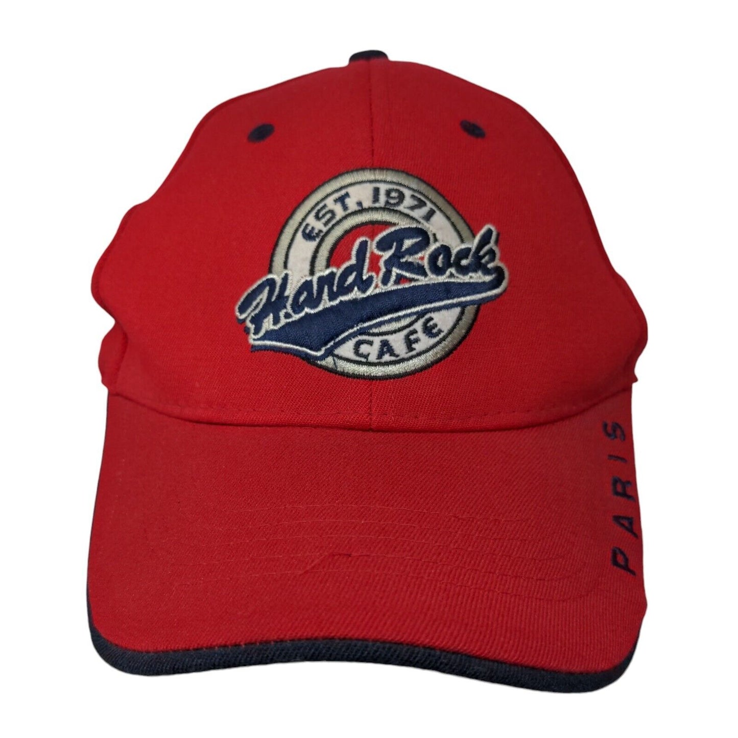 Hard Rock Cafe Paris Fitted Hat Red OSFA Embroidered 6 Panel Vent Holes