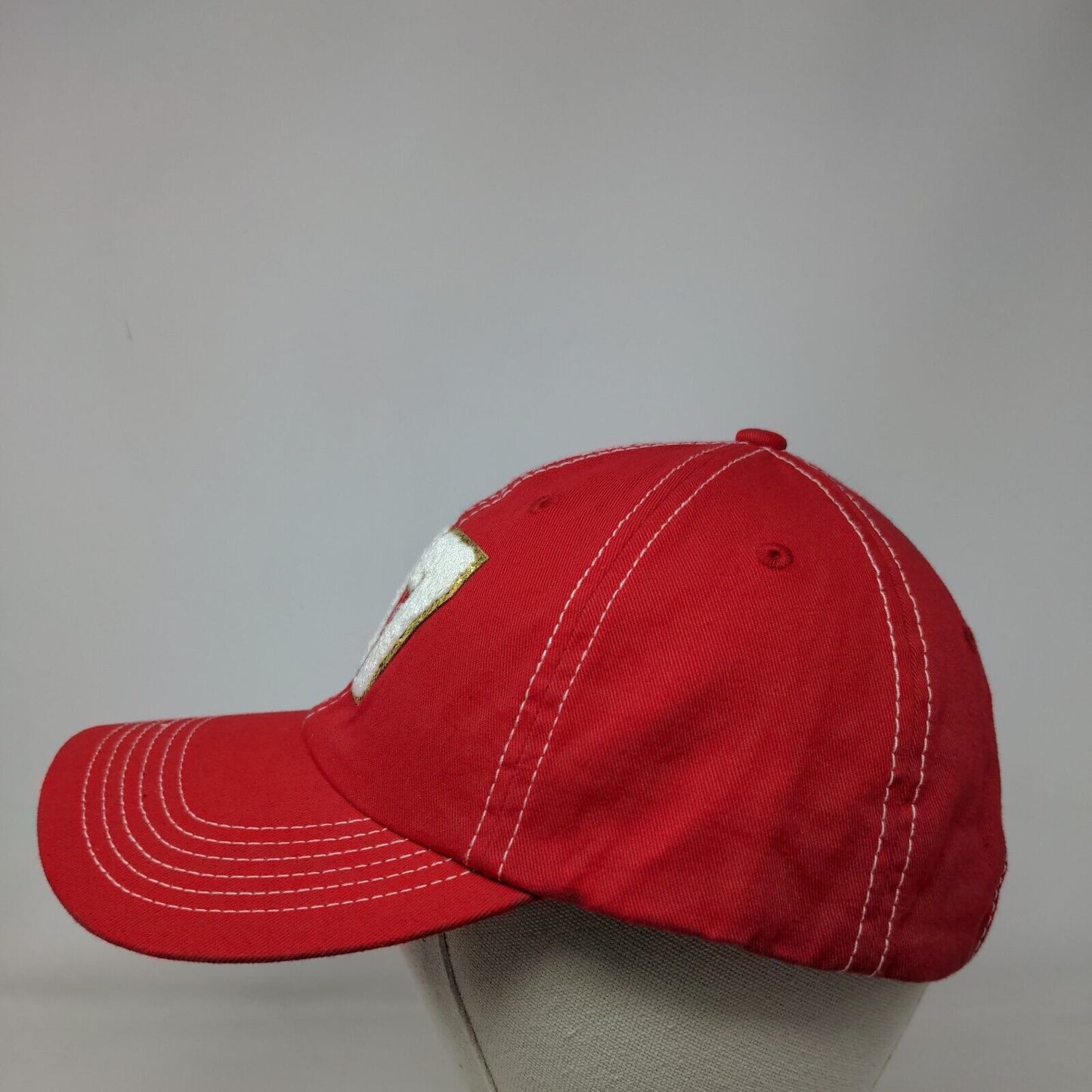 Number 17 Slideback Hat Red One Size Adjustable Embroidered 6 Panel Cotton