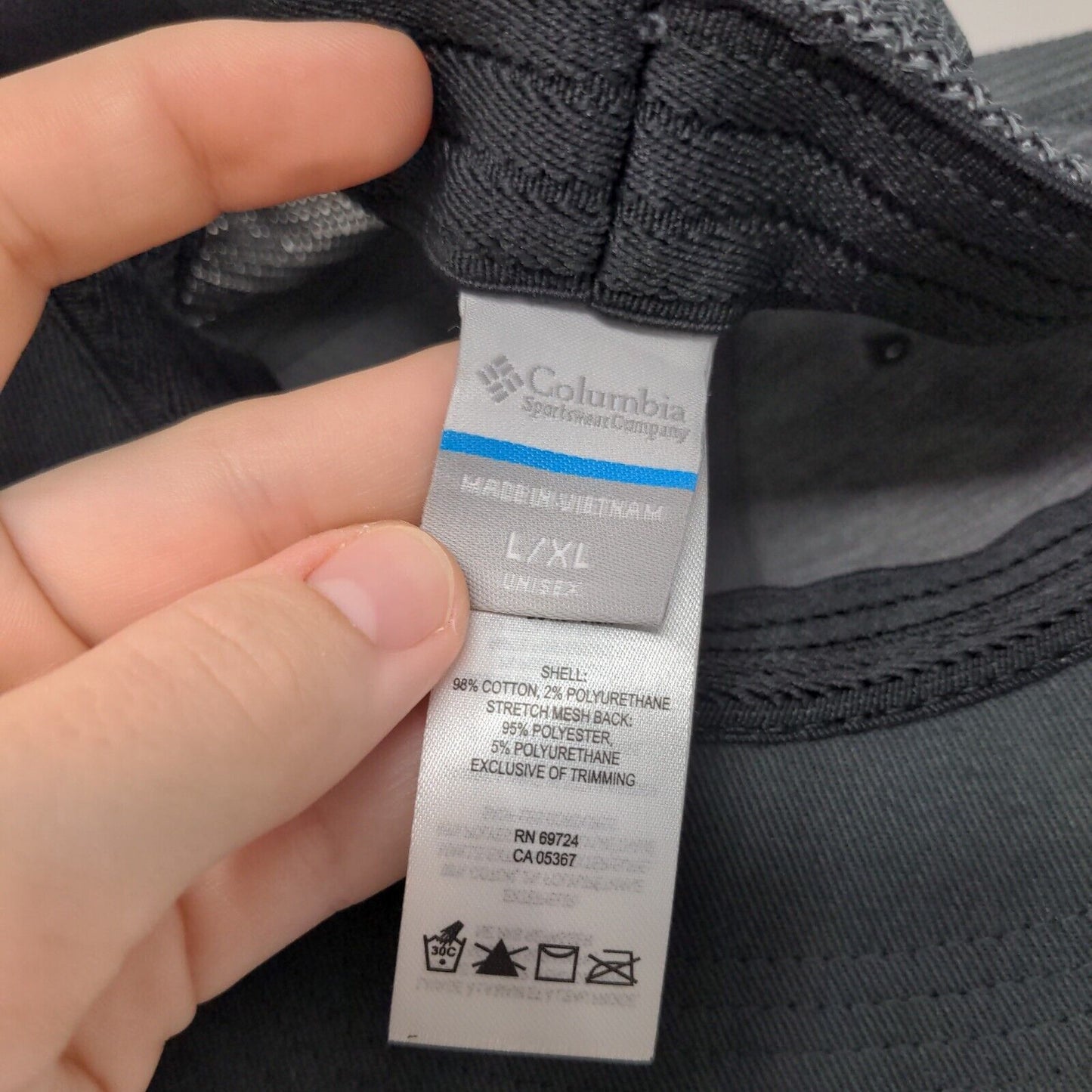 USA Flag Fish Unisex Fitted Trucker Hat Gray L/XL Mesh Back Columbia PFG