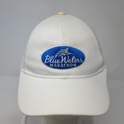 Blue Waters Marathon Trucker Hat White OS Adjustable Mesh Back Port Authority