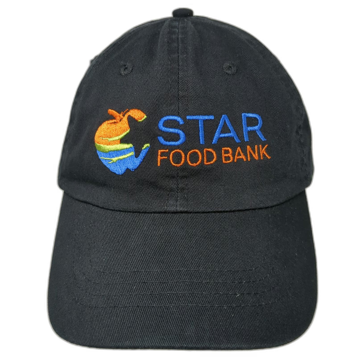 Port & Company Star Food Bank Black Baseball Cap One Size Strapback Cotton Hat