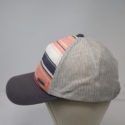 Columbia Trucker Hat Gray Orange White Striped One Size Mesh Back Snapback