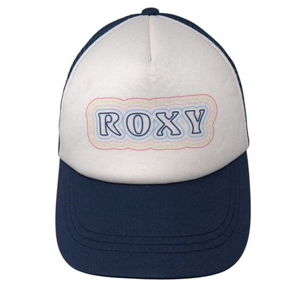 ROXY Snapback Trucker Hat Blue One Size Adjustable Mesh Back 6 Panel Polyester