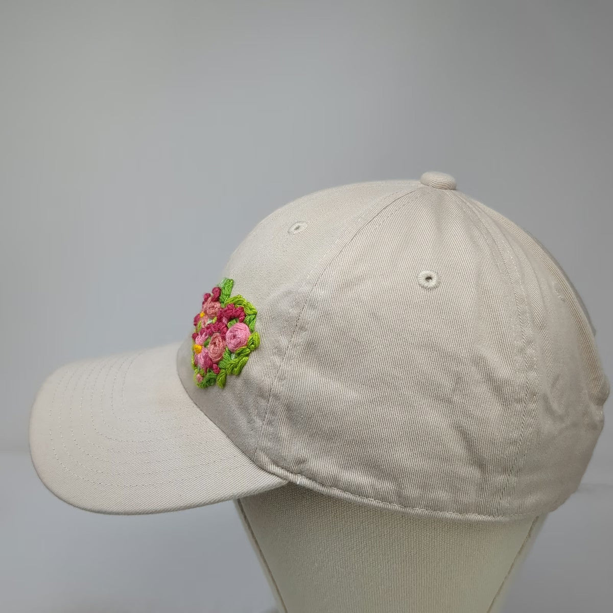 GADIEMKENSD Baseball Cap Beige One Size Embroidered Floral Heart Cotton Hat