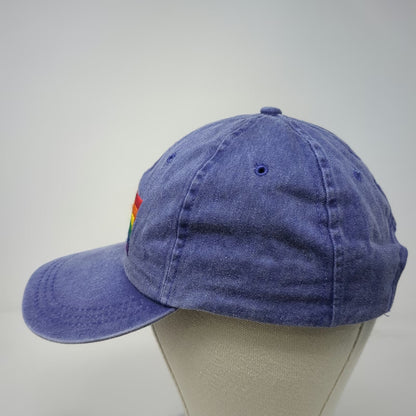 Adams Baseball Cap Blue One Size Leather Strap Embroidered Cyclist Rainbow Hat