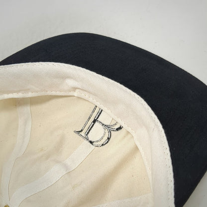Beige Black Baseball Cap Vintage Embroidered B Bride Made in USA Slideback Hat