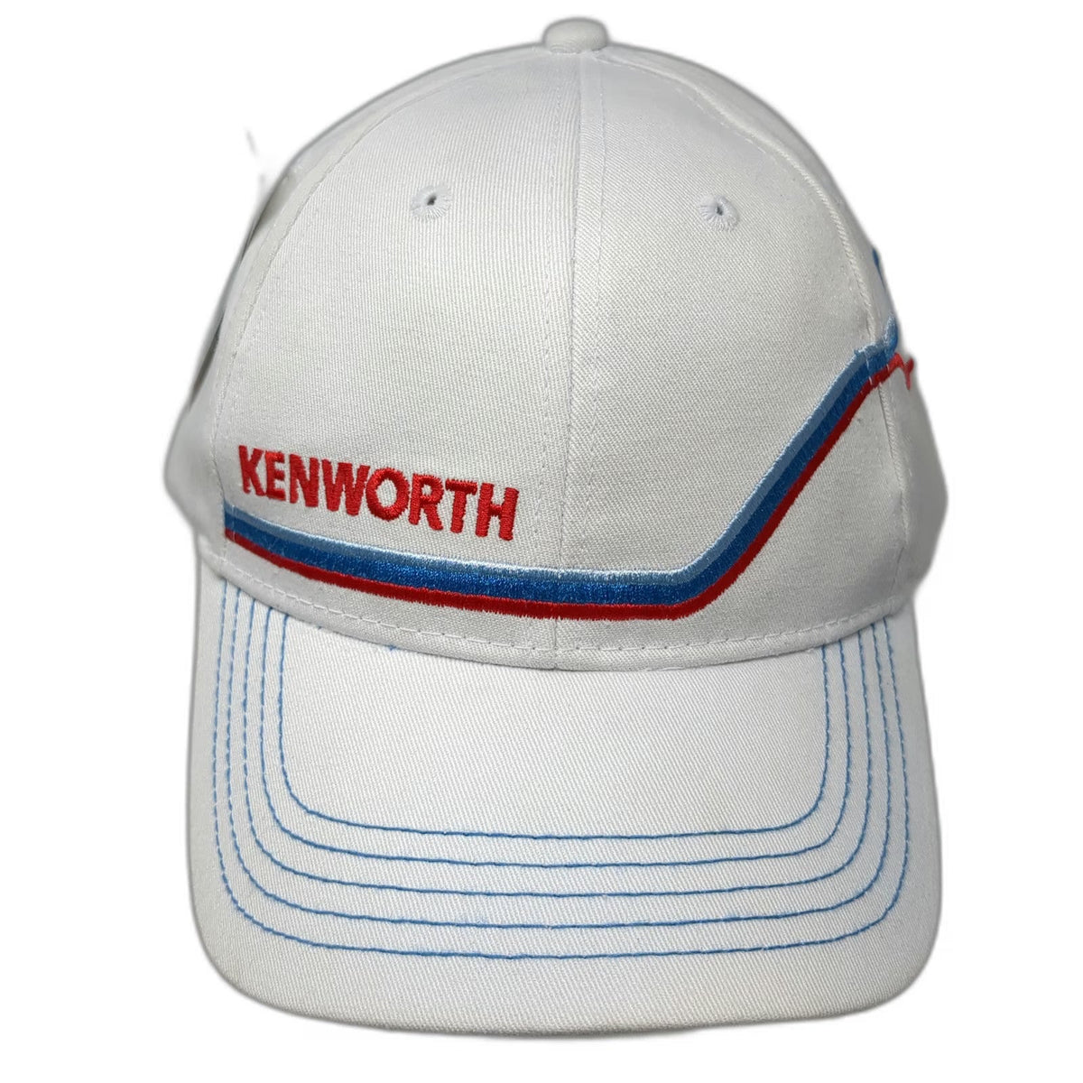 Kenworth Baseball Cap White One Size Red Blue Embroidered Logo Trucking Hat