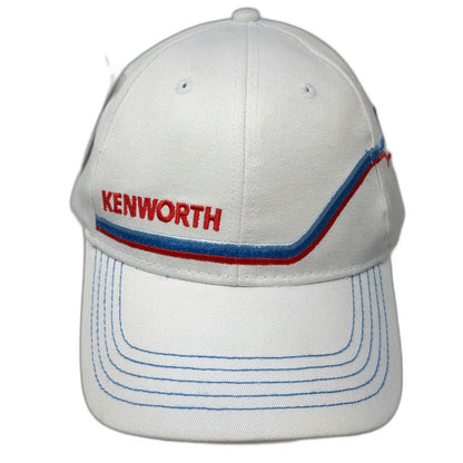 Kenworth Baseball Cap White One Size Red Blue Embroidered Logo Trucking Hat