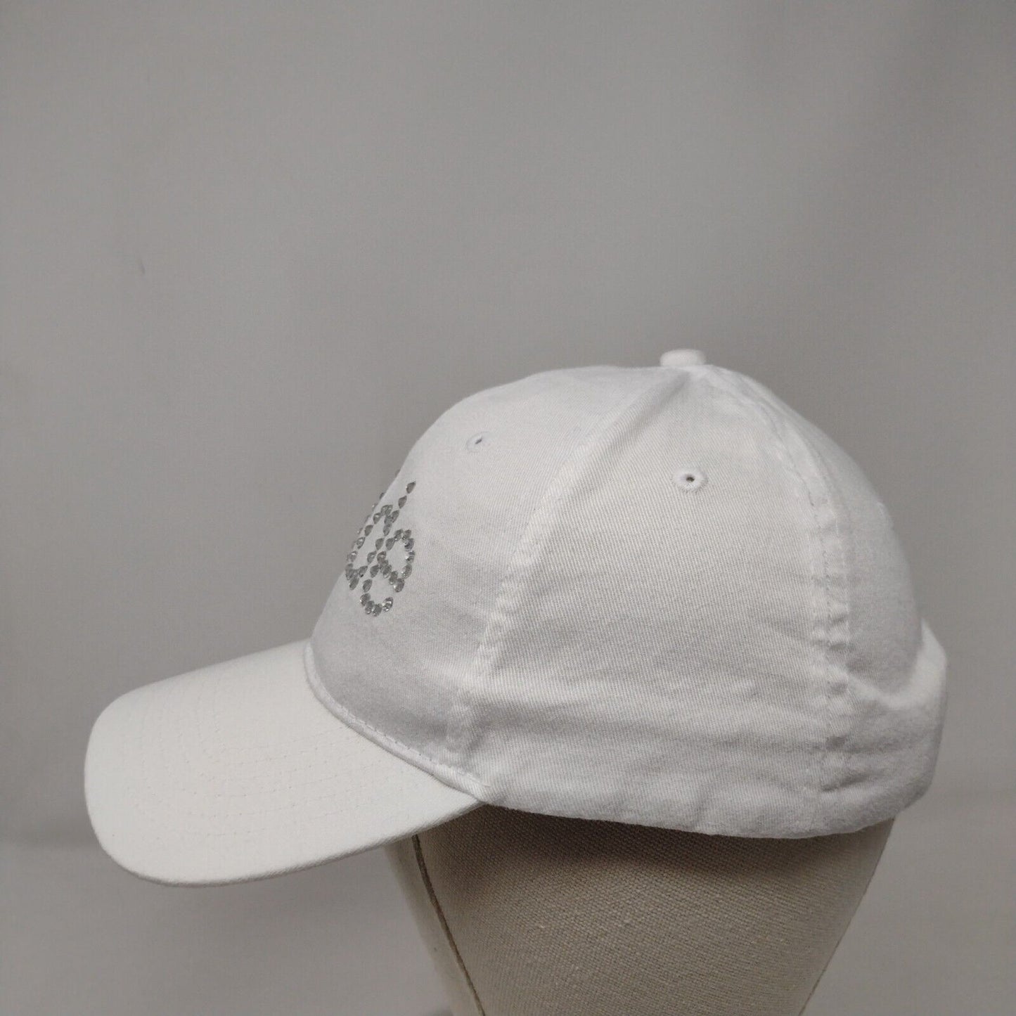 Rhinestone Bride Strapback Hat White OSFM Adjustable Vented Holes 6 Panel UMG