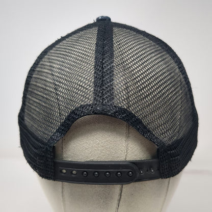 Cabela's Trucker Hat Blue Black White OSFM Mesh Back Snapback Distressed Logo