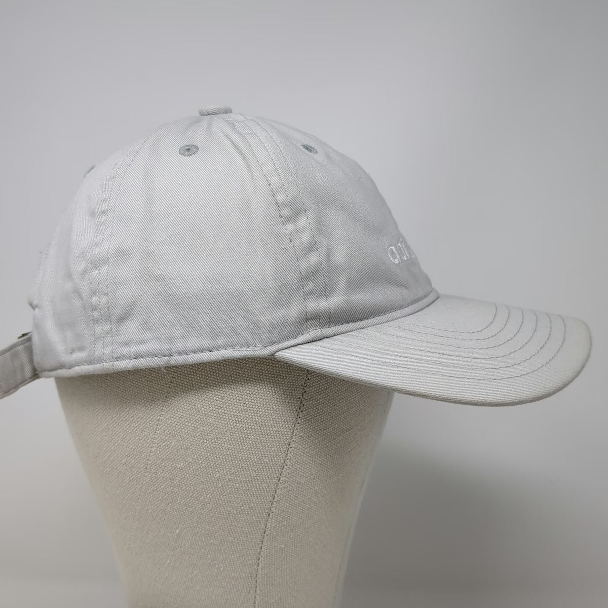 Adidas Baseball Cap Gray One Size Trefoil Logo Strapback Cotton Curved Brim Hat