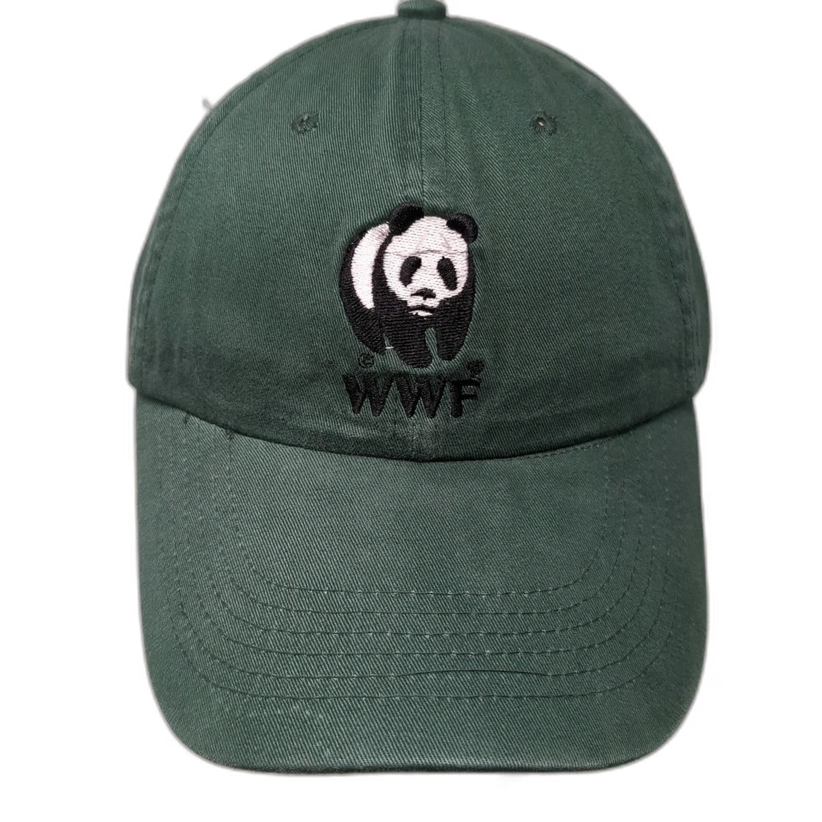 WWF Panda Logo Green Baseball Cap One Size Adjustable Slideback Cotton Hat Eco