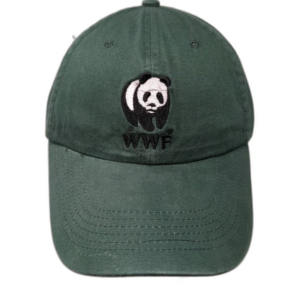 WWF Panda Logo Green Baseball Cap One Size Adjustable Slideback Cotton Hat Eco