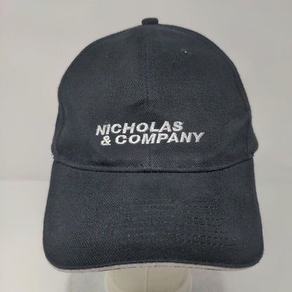 Nicholas & Company Strapback Hat Black One Size Adjustable Embroidered AMC