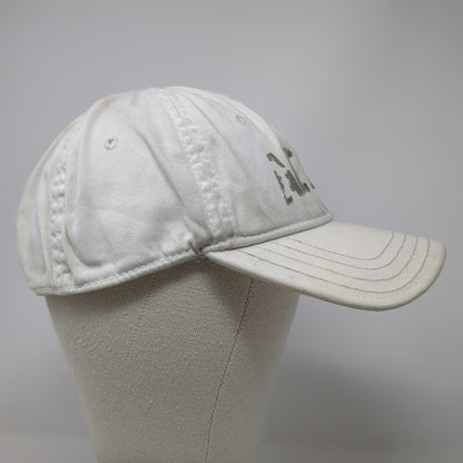 American Eagle Baseball Cap White M Logo AE-23 Distressed Stretch Fit Hat 1977