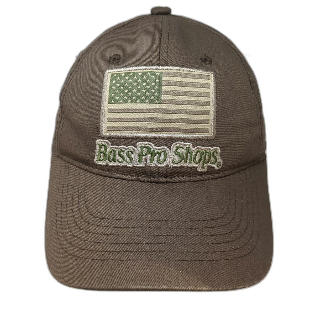 Bass Pro Shops Snapback Brown One Size Embroidered American Flag Logo Hat