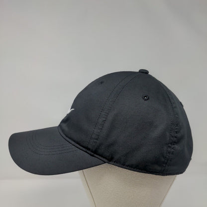 Nike Strapback Golf Hat Black OSFA Adjustable Swoosh Logo 6 Panel Polyester