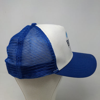 Busch Light Men's Snapback Mesh Back Hat Blue White Beer Adjustable Graphic Logo