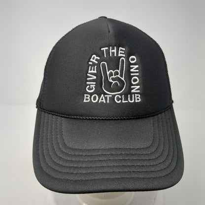 Give'r The Onion Boat Club Rope Trucker Hat Black One Size Mesh Back