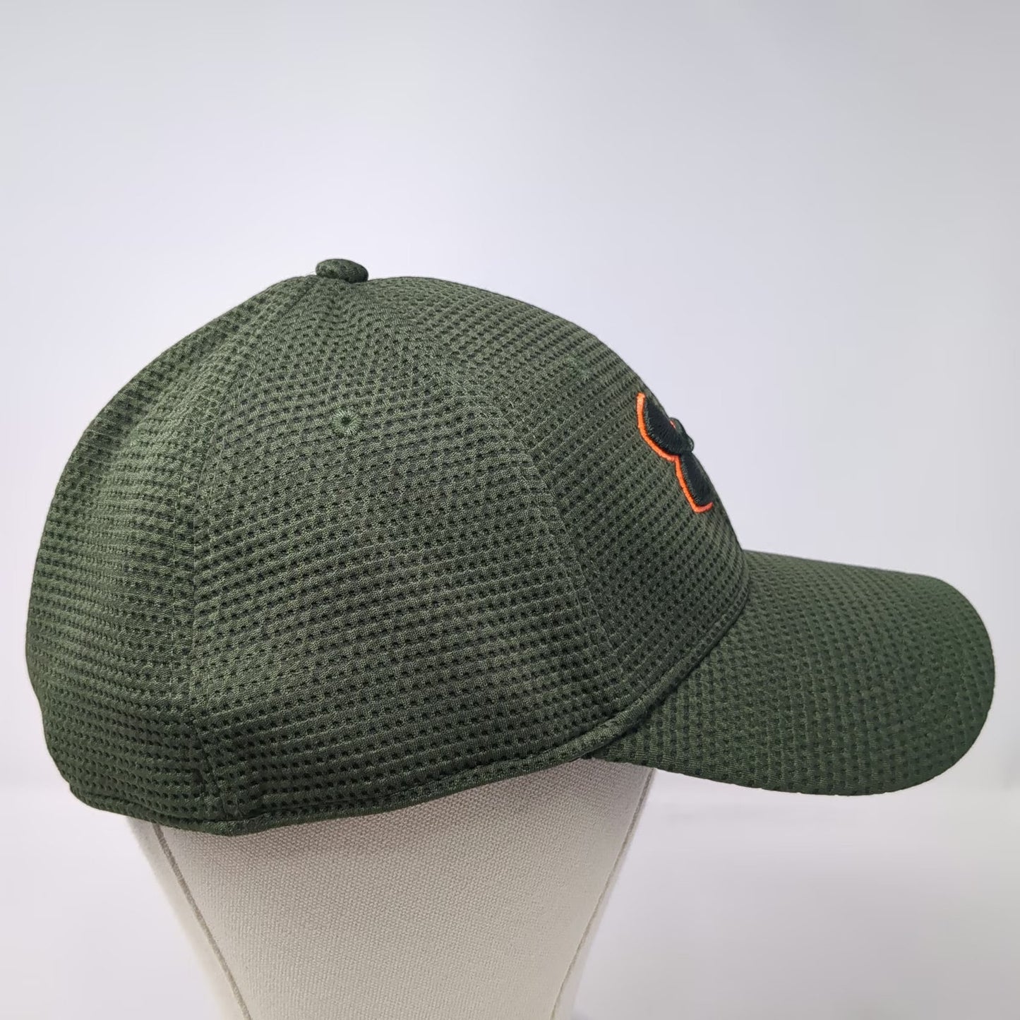 Under Armour Baseball Cap Green XL Textured Polyester Fitted Stretch Hat Logo
