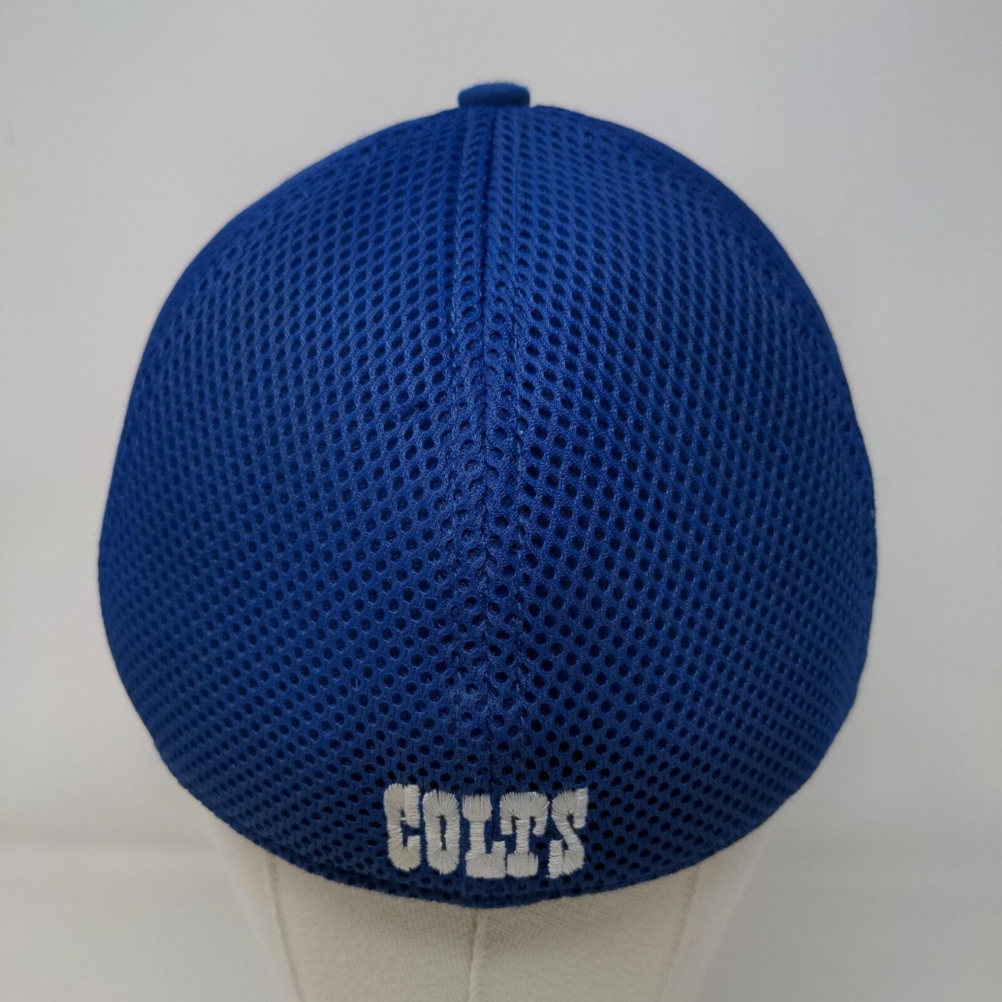 New Era Men's Fitted Hat Blue M-L Indianapolis Colts 39Thirty Metal Logo Signed