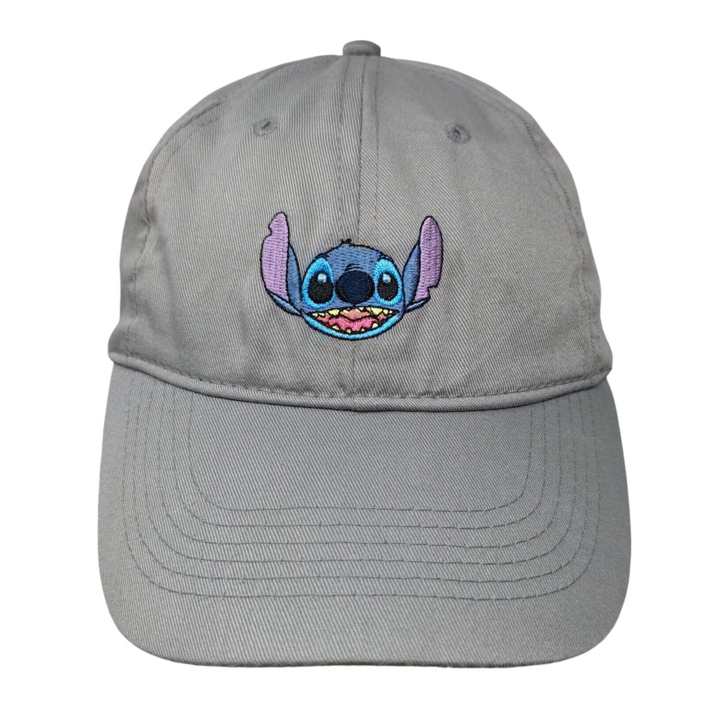 Disney Stitch Ohana Strapback Hat Gray One Size Embroidered 6 Panel