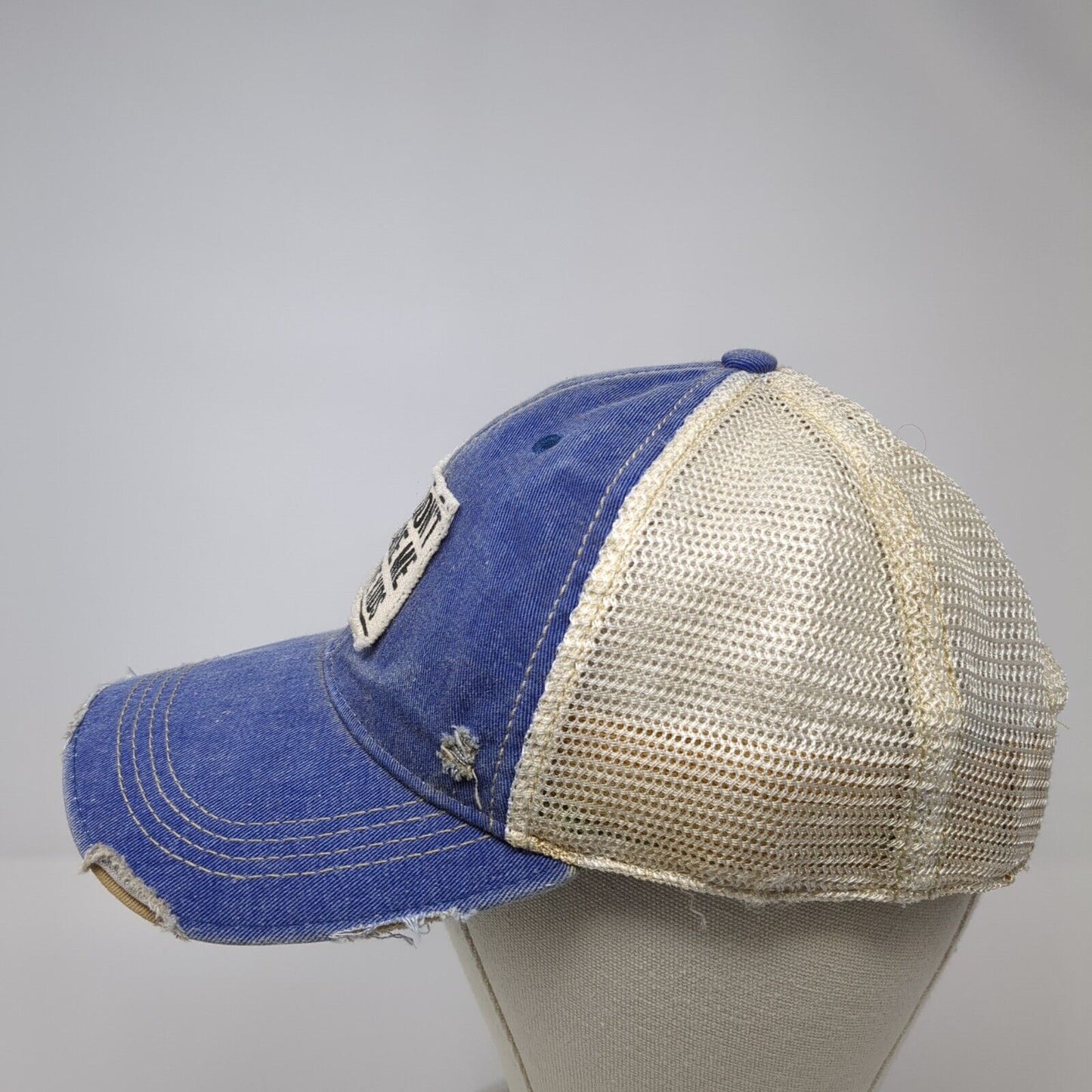 You Don't Scare Me I Have Kids Trucker Hat Blue OS Mesh Back Distressed Headmost