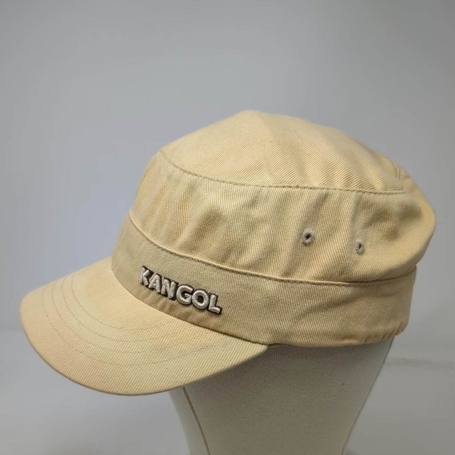Kangol Baseball Cap Beige Hat M Flexfit Cotton Twill Army Cadet Style Logo