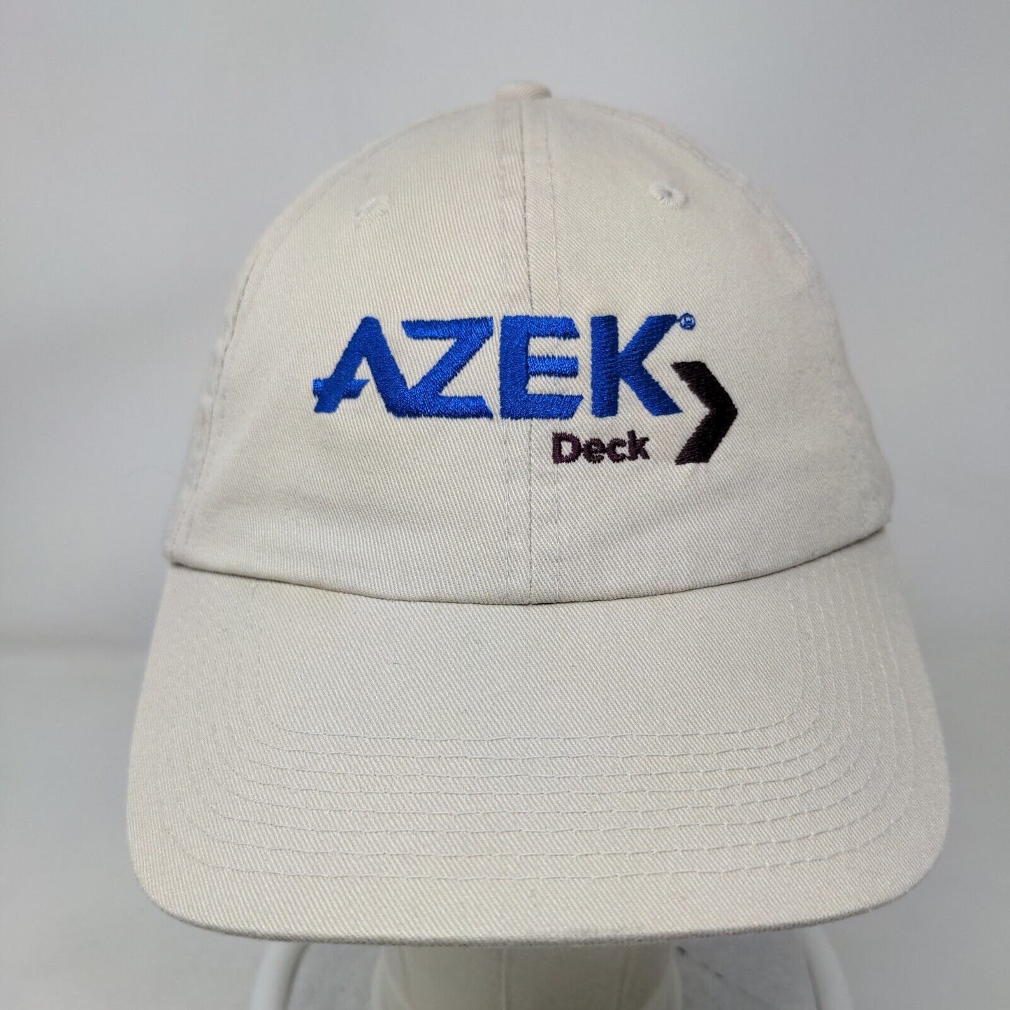 AZEK Deck Slideback Hat Tan OSFA Adjustable Embroidered 6 Panel Cotton