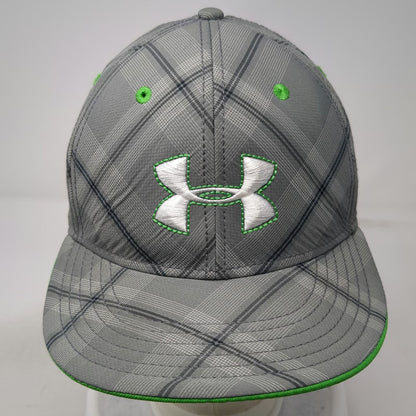 Under Armour Baseball Cap Gray L Plaid Golf HeatGear Stretch Fit Athletic Hat