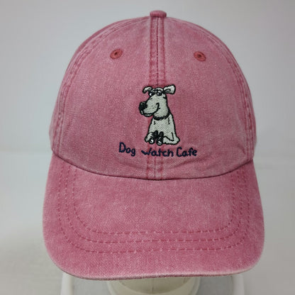 Adams Baseball Cap Red One Size Leather Strapback Dog Watch Cafe Stonington CT